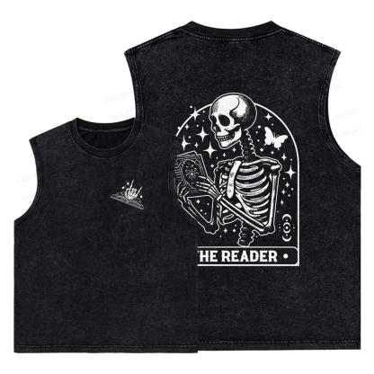 Pagewings The Reader Tarot Card Shirt Unisex Washed Tank Top