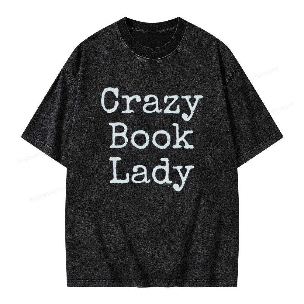 Pagewings Crazy Book Lady Unisex Washed T-shirt