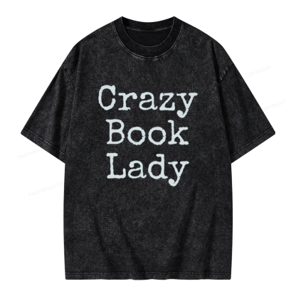 Pagewings Crazy Book Lady Unisex Washed T-shirt