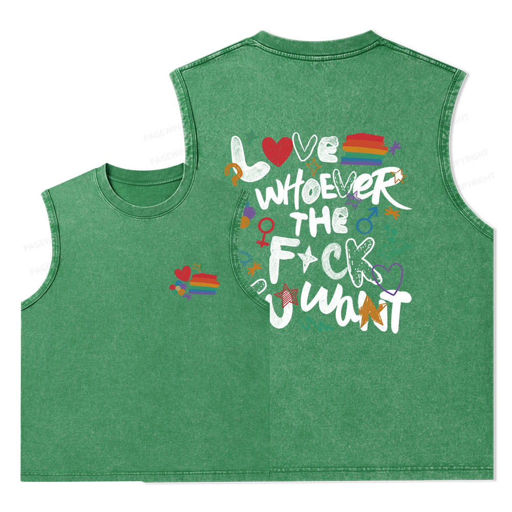 Pagewings Love Whoever The F*ck You Want Unisex Washed Tank Top