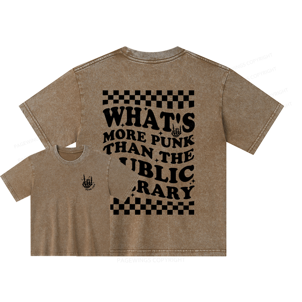 Pagewings punk the public library Unisex Kids Washed T-shirt
