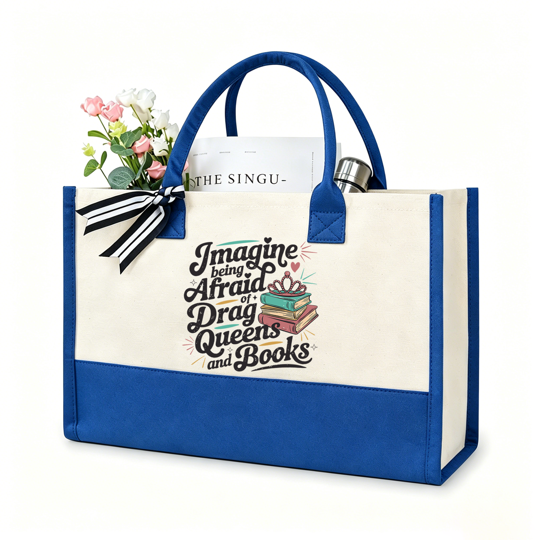 Pagewings Imagine Being Afraid Of Drag Queens And Books11701 Large Tote Bag