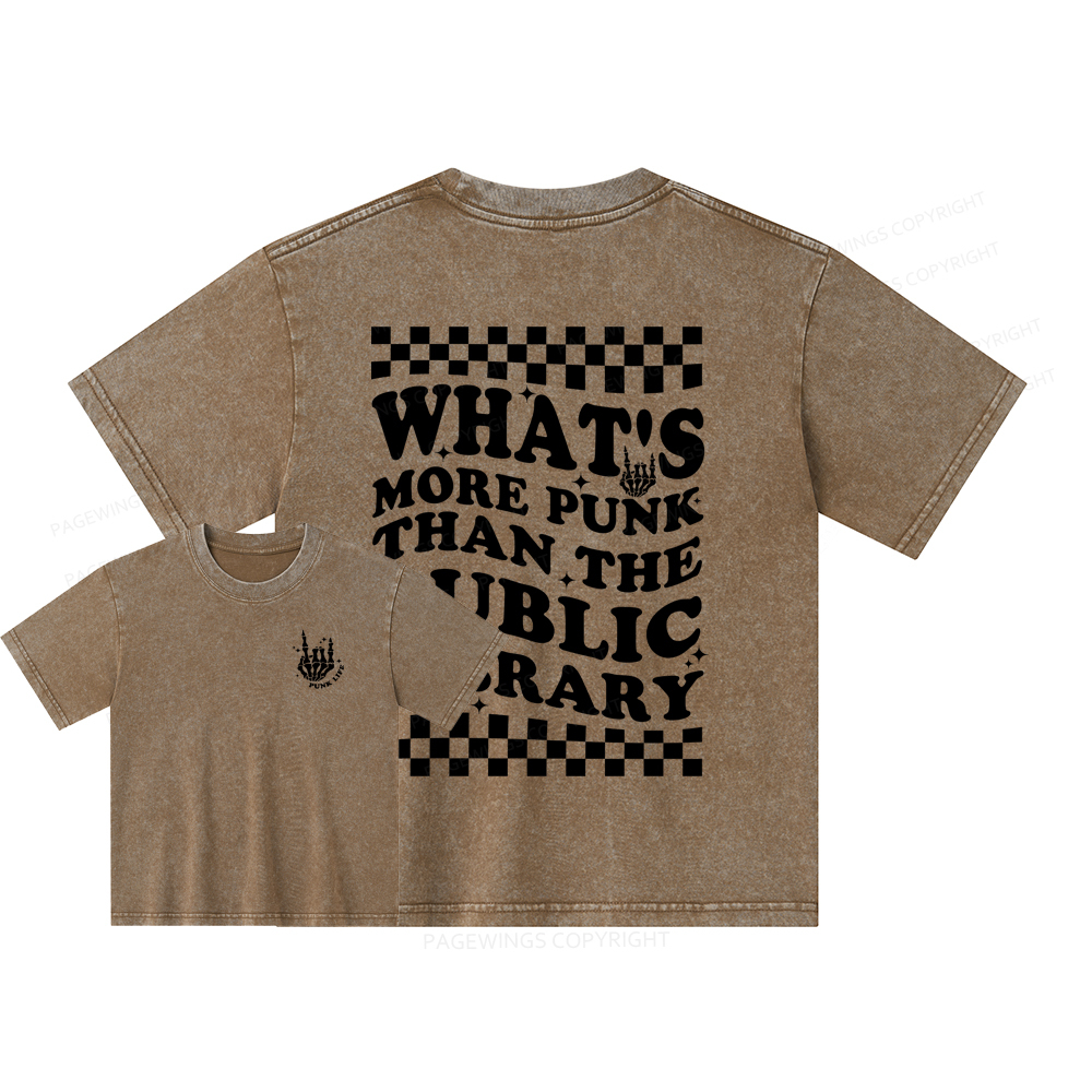 Pagewings punk the public library Unisex Kids Washed T-shirt