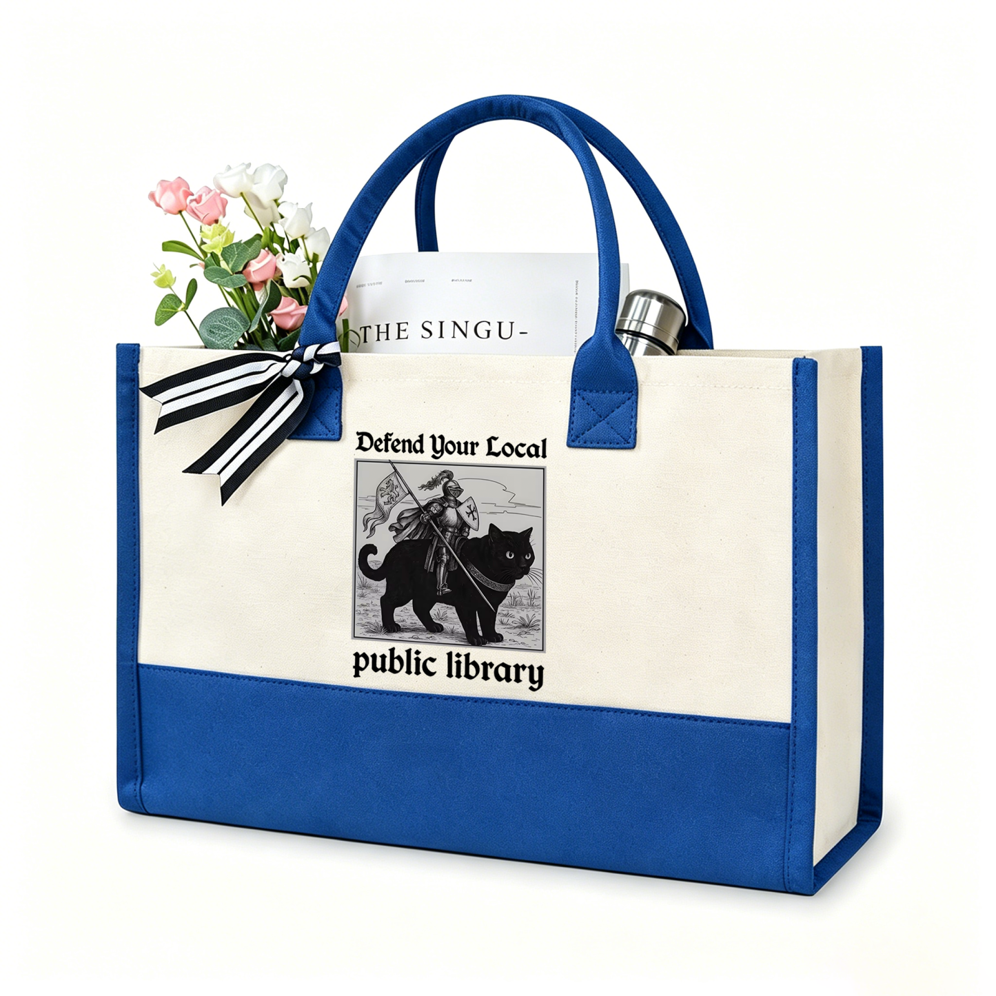 Pagewings Defend Your Local public library12628 Large Tote Bag