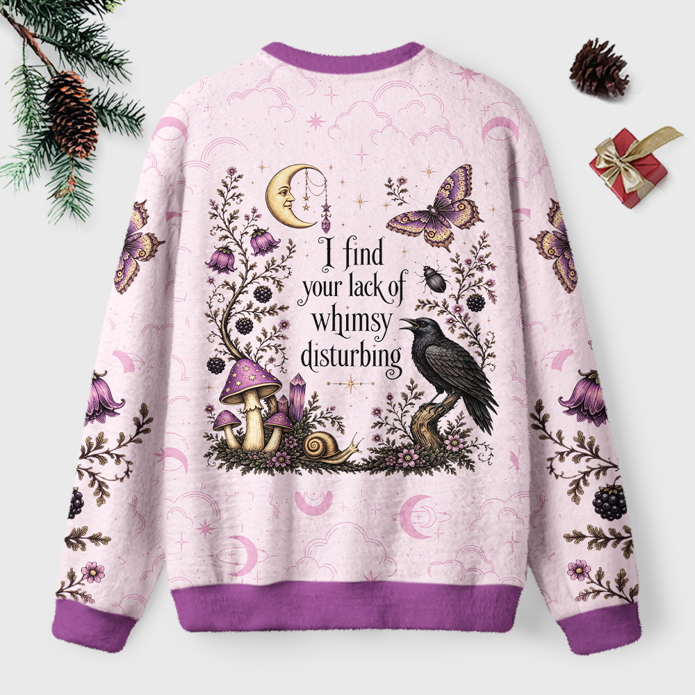 Pagewings Lack of Whimsy Crow Fall Unisex Ugly Light Knit Sweatshirt