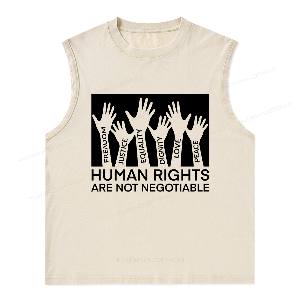 Pagewings Human Rights Are Not Negotiable Unisex Washed Tank Top