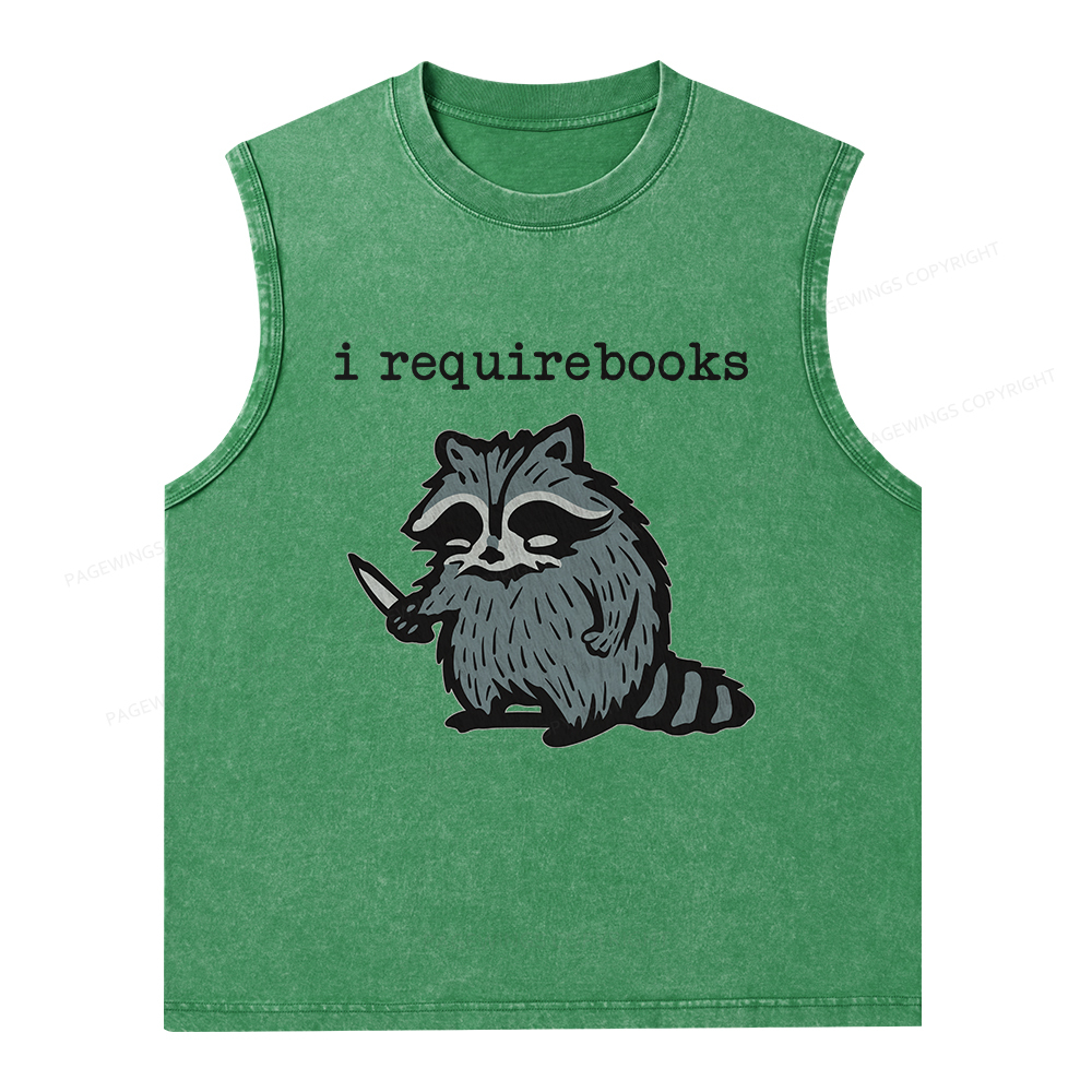Pagewings I Require Books Unisex Washed Tank Top