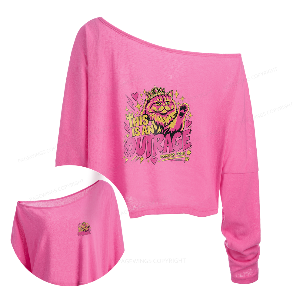 Pagewings This Is An Outrage Slouchy Long Sleeve Off Shoulder T-shirt