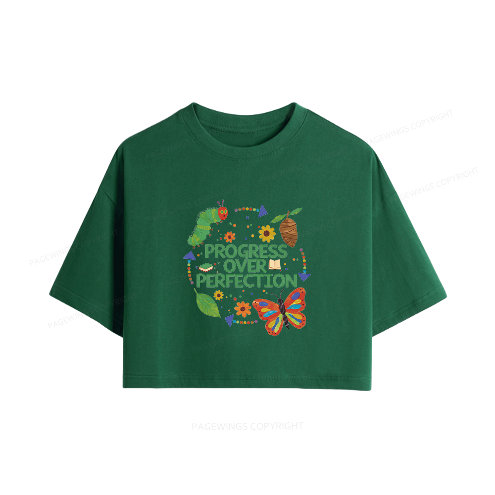 Pagewing Progress Over Perfection Women Crop Tops