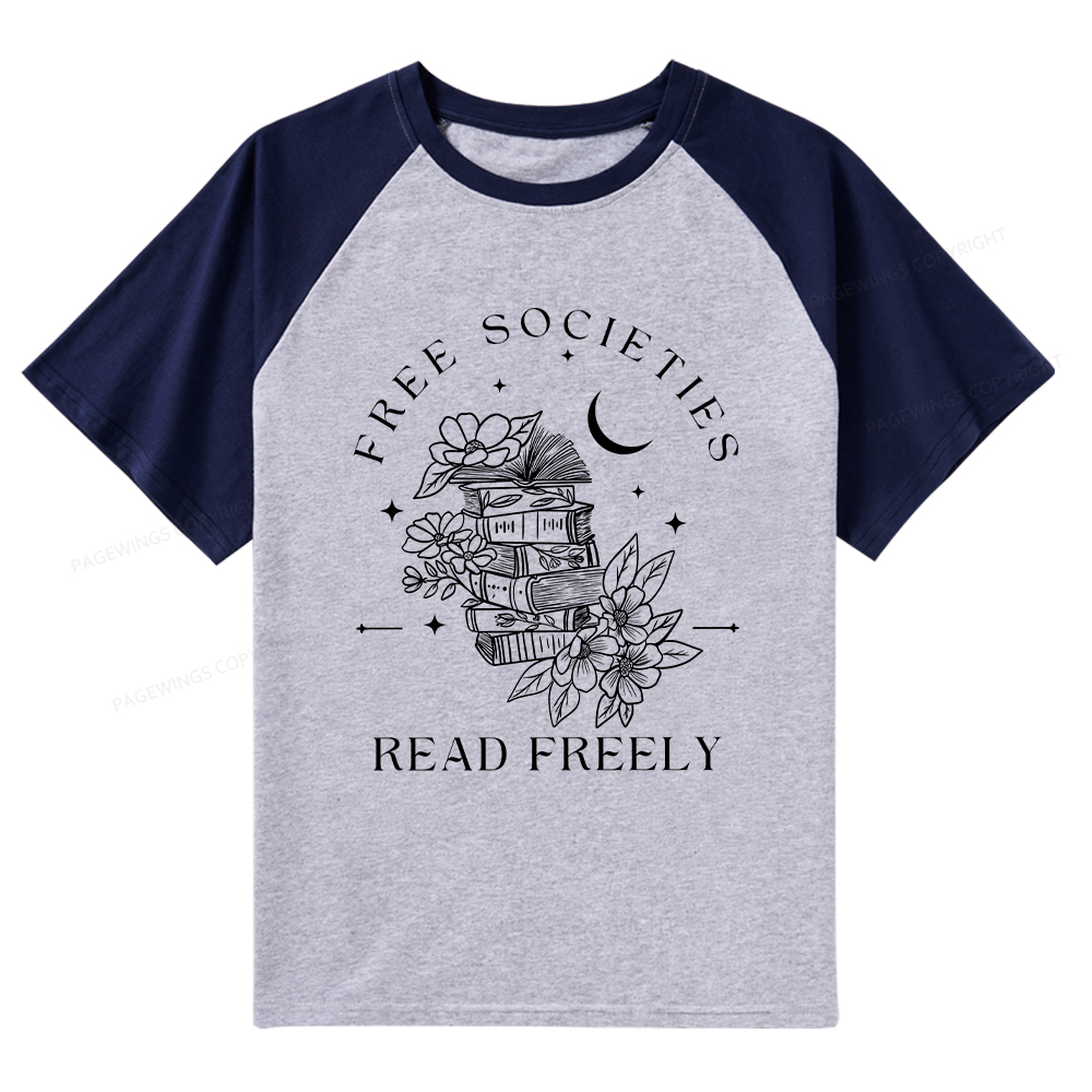 Pagewings Free Societies Read Freely Comfort Colors Shirt Raglan T-shirt