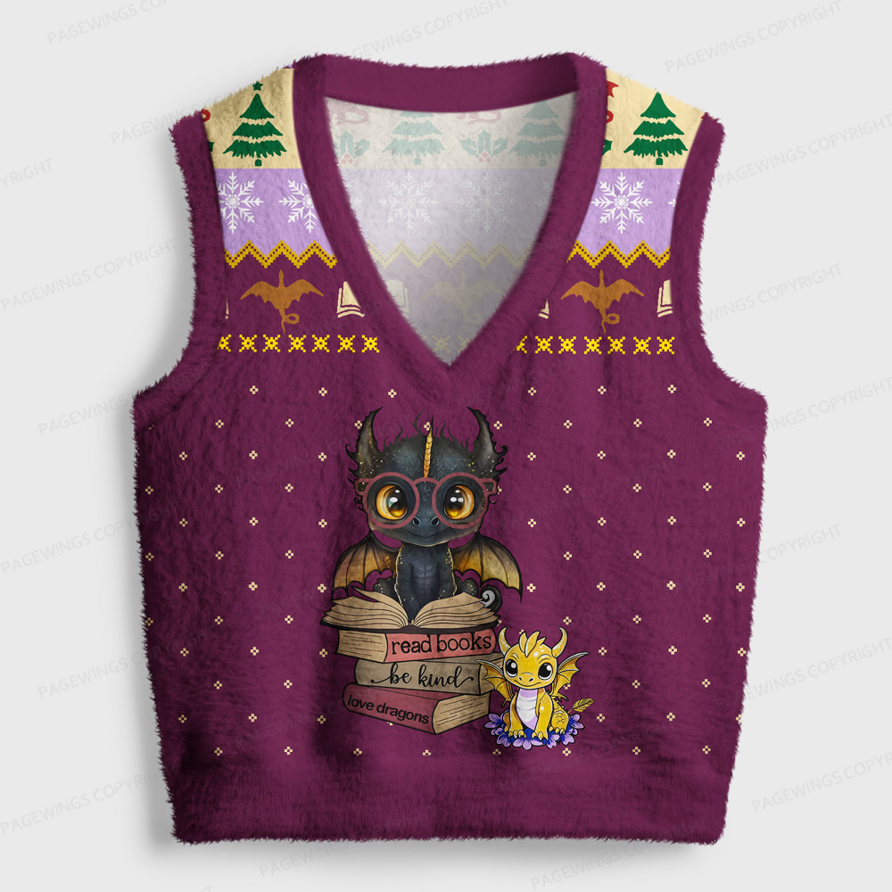 Pagewings Read Books Be Kind V-Neck Ugly Knit Vest