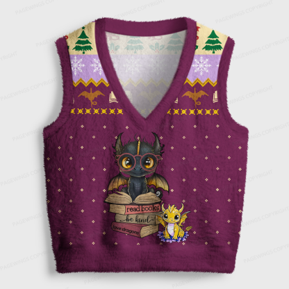 Pagewings Read Books Be Kind V-Neck Ugly Knit Vest