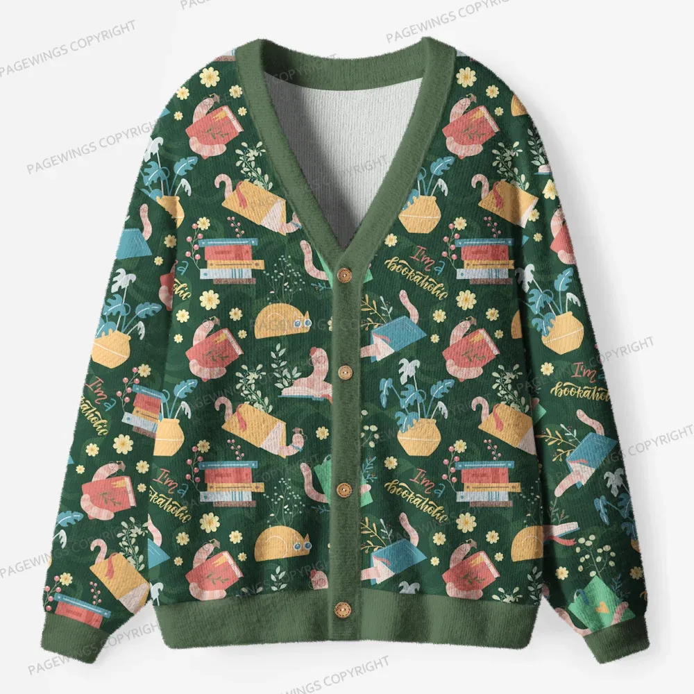 Pagewings I'm A Bookaholic  Unisex Ugly Cardigan Sweaters