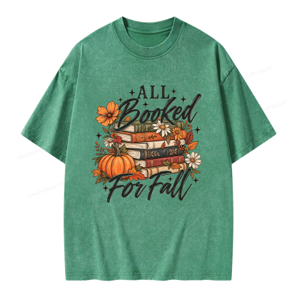 Pagewings Booked For Fall Pumpkin Unisex Washed T-shirt