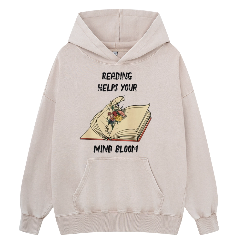Pagewings Personalised Vintage Reading Book Wild Flowers Unisex Washed Hoodie