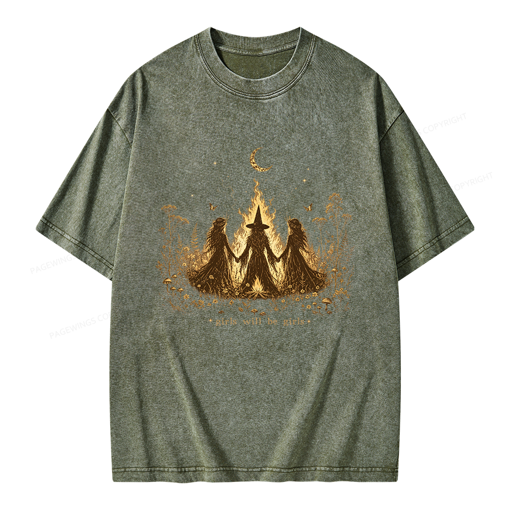Pagewings Girls Will Be Girls Unisex Washed T-shirt