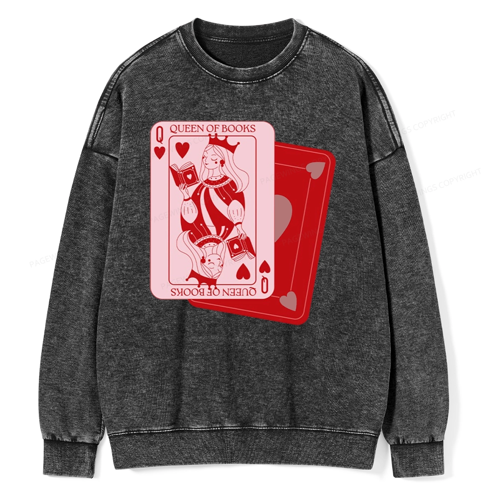 Pagewing Queen of Books Unisex Washed Sweatshirt