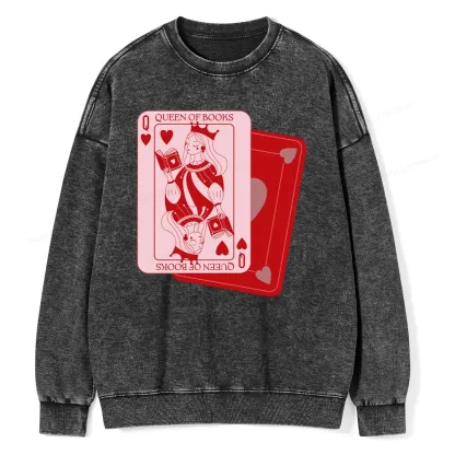 Pagewing Queen of Books Unisex Washed Sweatshirt