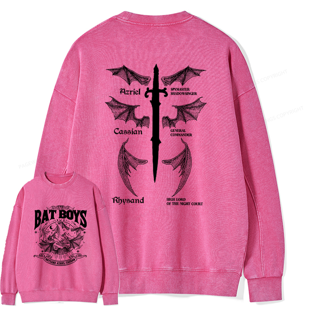 Pagewings Bat Boys Unisex Washed Sweatshirt
