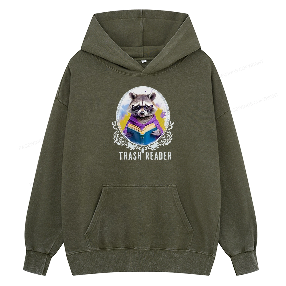 Pagewings Trash Reader Unisex Washed Hoodie