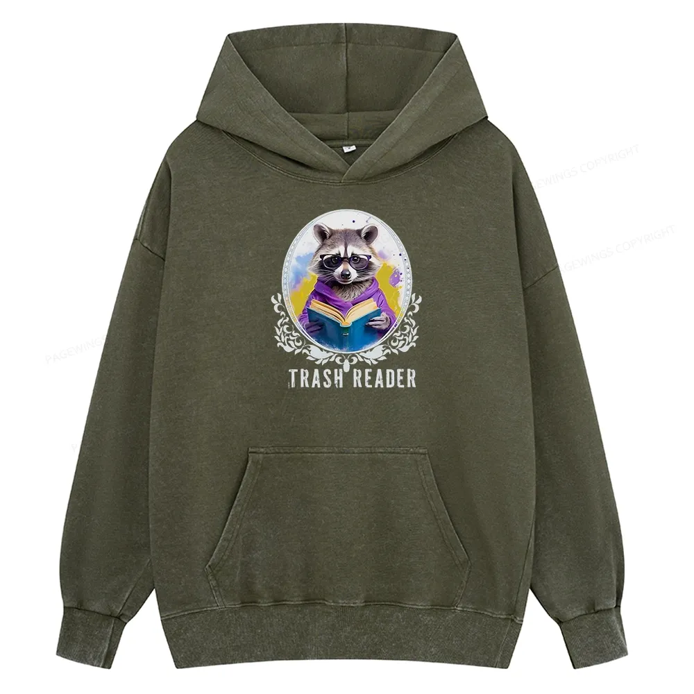 Pagewings Trash Reader Unisex Washed Hoodie