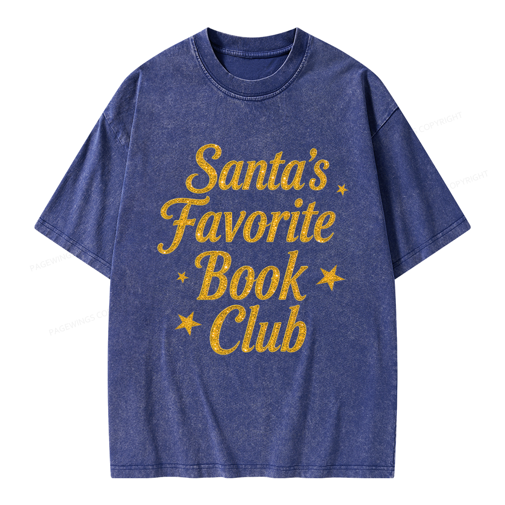 Pagewings Santa's Favorite Book Club Unisex Washed T-shirt