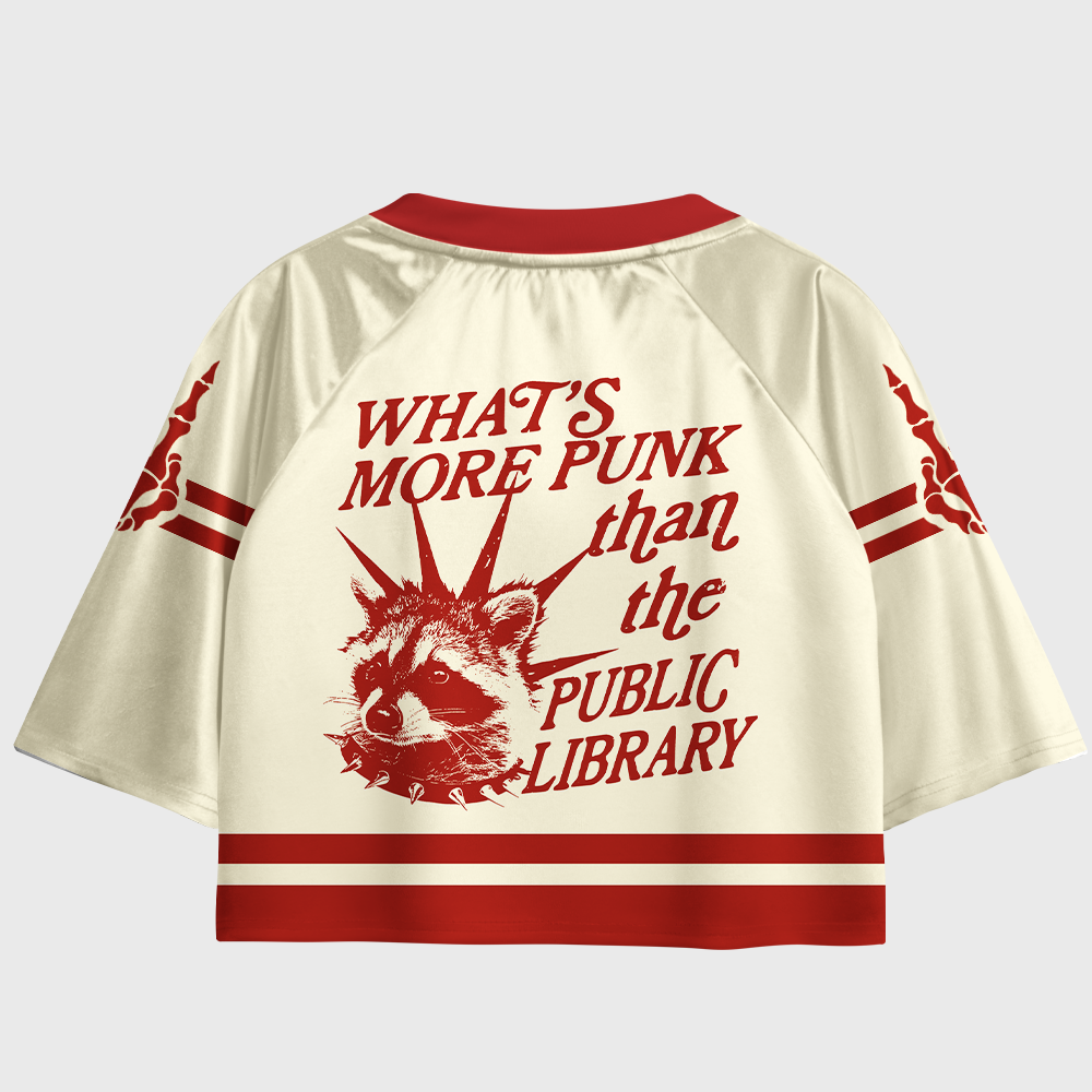 Pagewings What’s More Punk Than The Public Library Women's Cropped Jersey