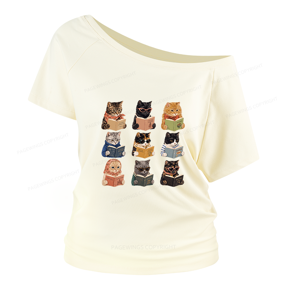 Pagewings Fashion Book Lover Women Off Shoulder T-shirts