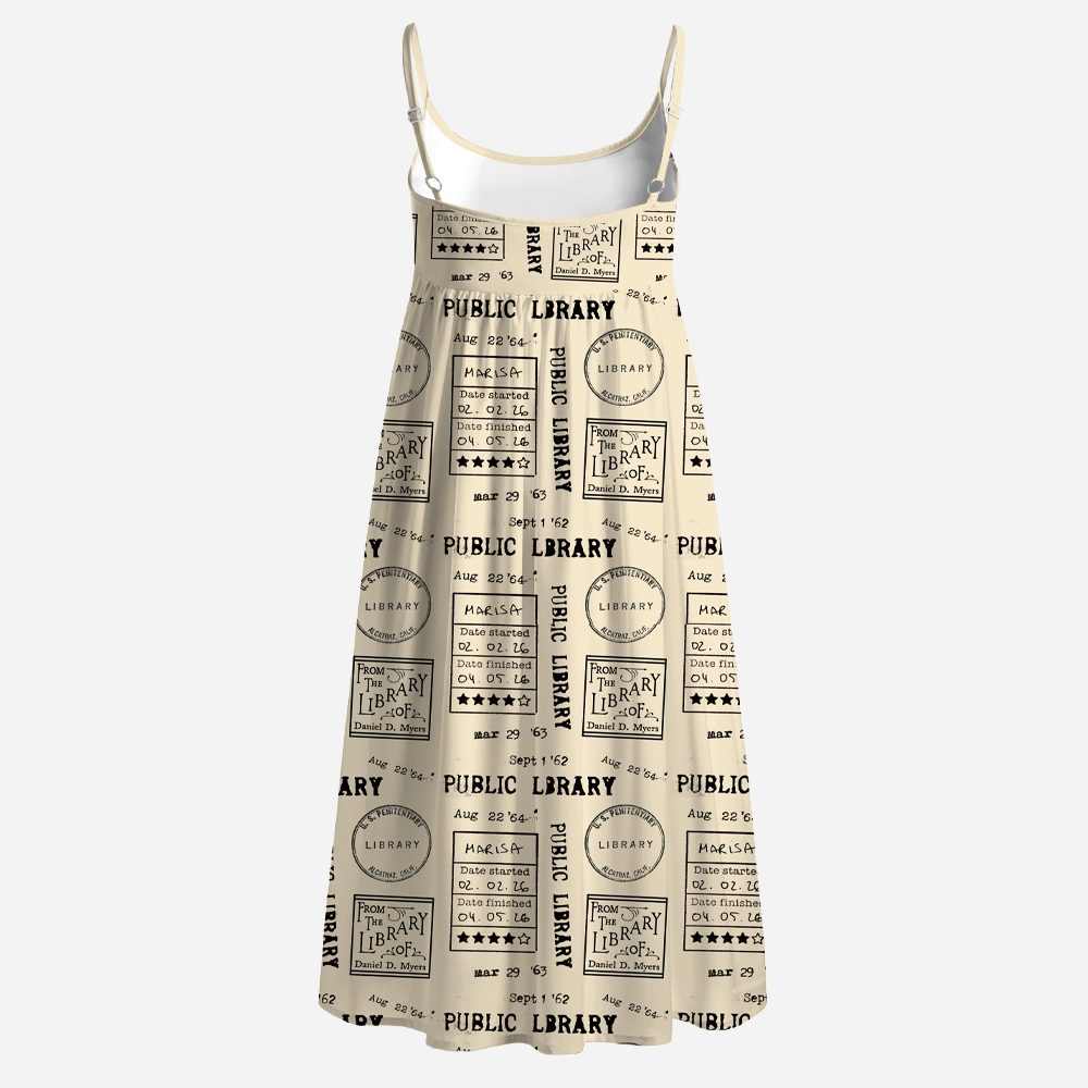 Pagewings Public Library Printed Spaghetti Strap Midi Sundress