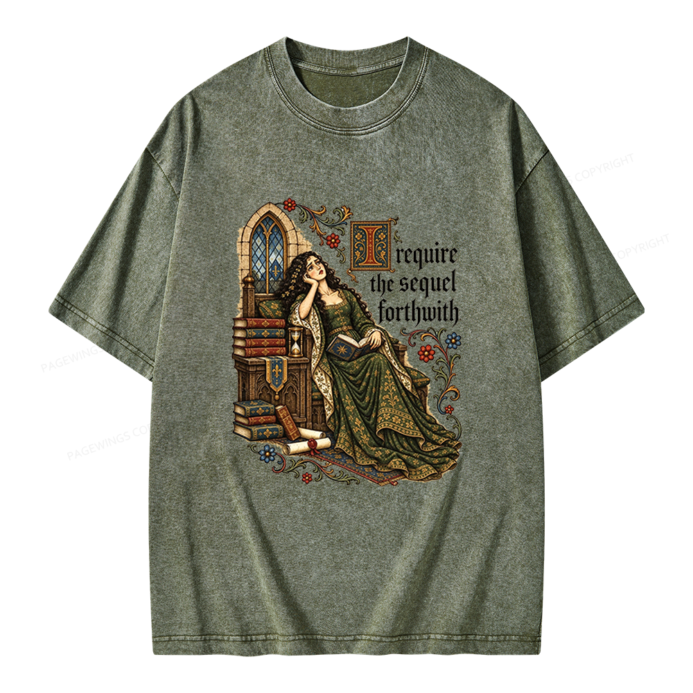 Pagewings Medieval Reading Unisex Washed T-shirt