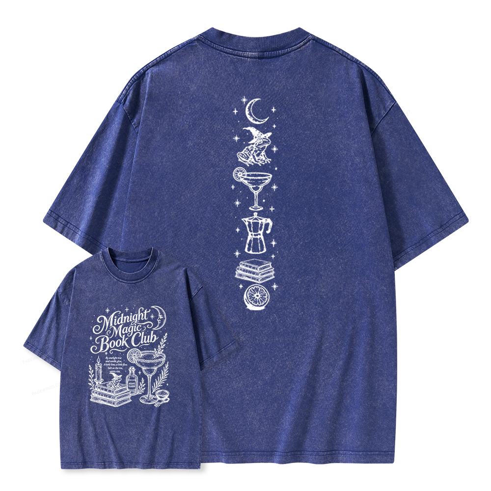 Pagewings Midnight Magic Book Club Unisex Washed T-shirt