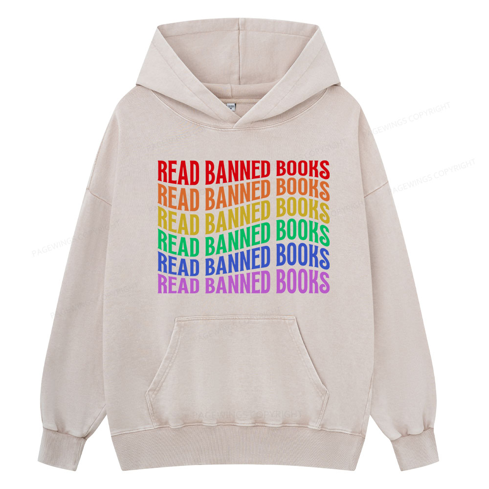 Pagewing Read Banned Books Unisex Washed Hoodie