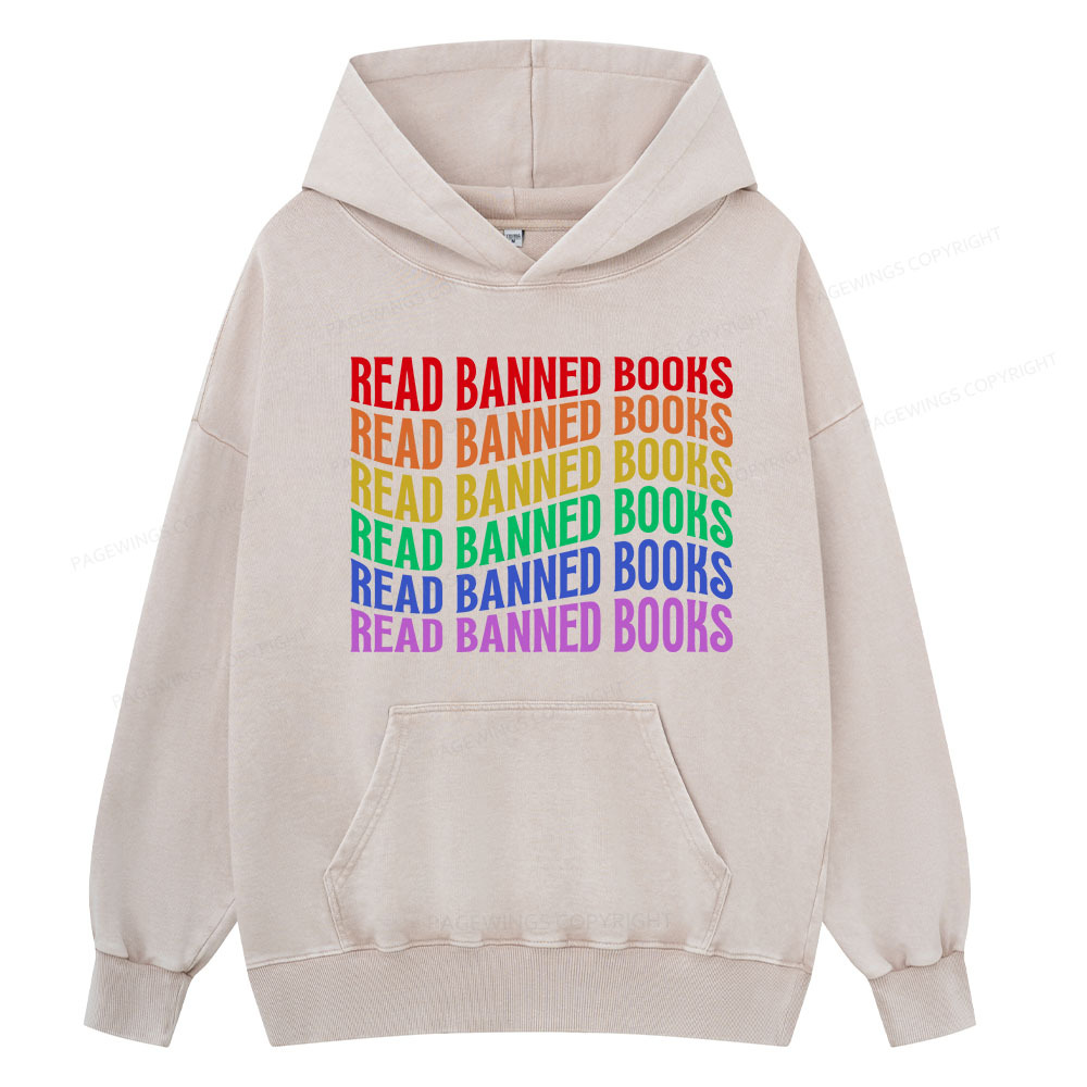 Pagewing Read Banned Books Unisex Washed Hoodie