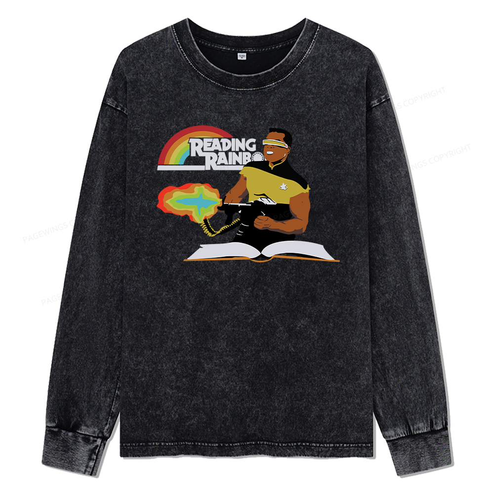 Pagewings Reading Rambo Unisex Washed Long Sleeve T-shirt