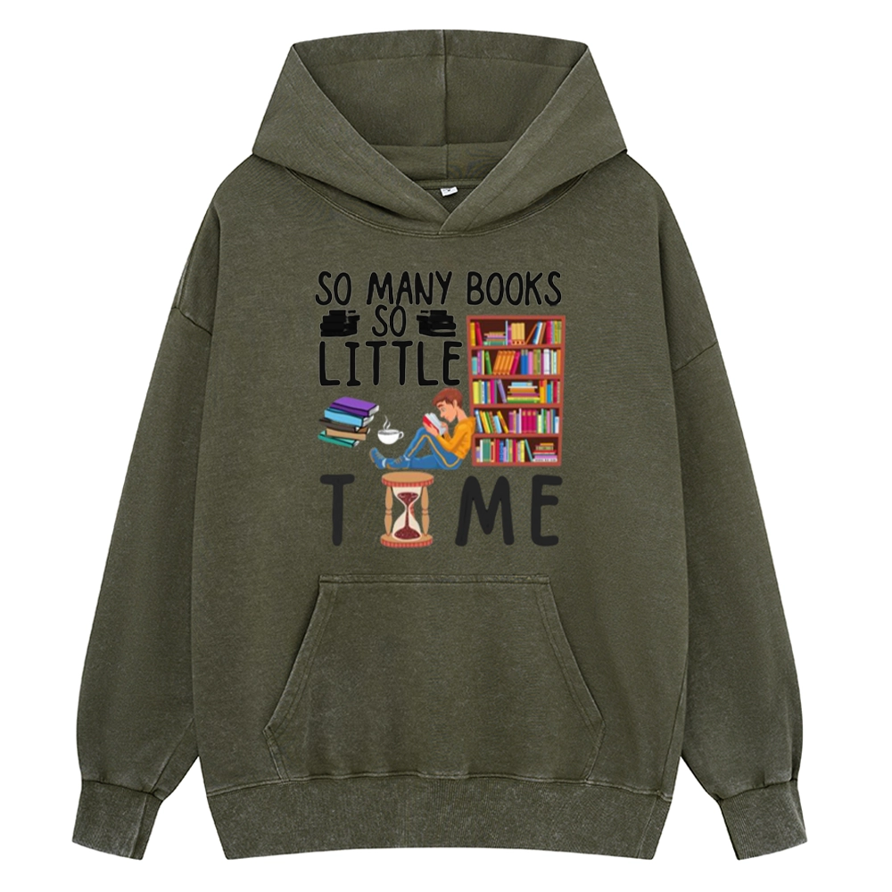 Pagewings So Many Books So Little Time Unisex Washed Hoodie