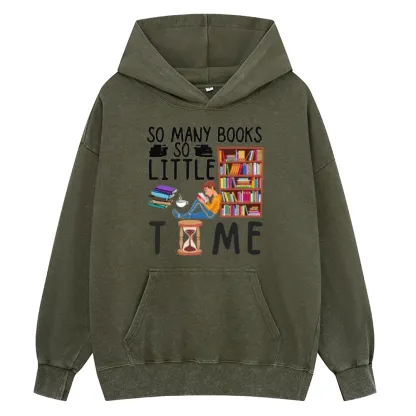 Pagewings So Many Books So Little Time Unisex Washed Hoodie