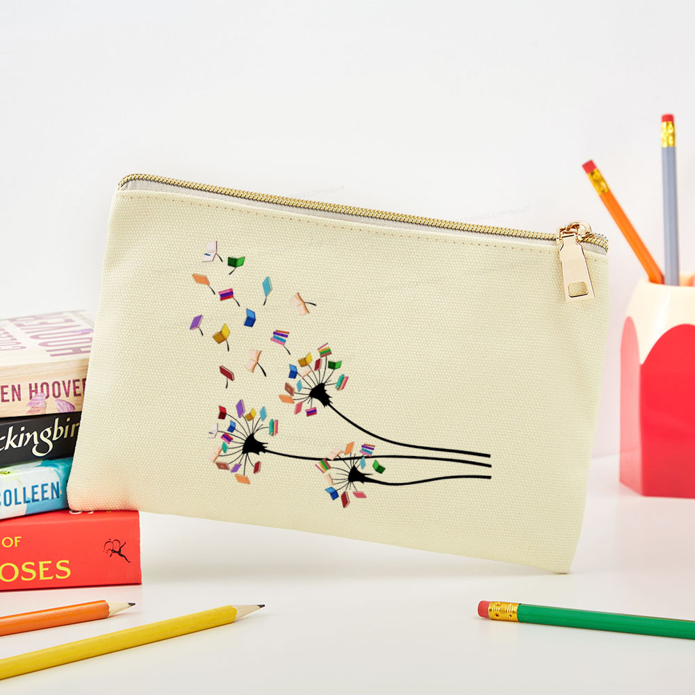 Pagewings Cute Dandelion Books Flower Fly Pouch