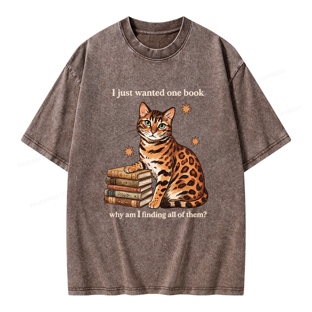 Pagewings Funny Cat Bookish Unisex Washed T-shirt