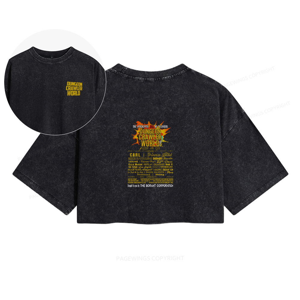 Pagewings Fuel Your Imagination With Sci-Fi World Tour Women's Washed Cropped T-shirt
