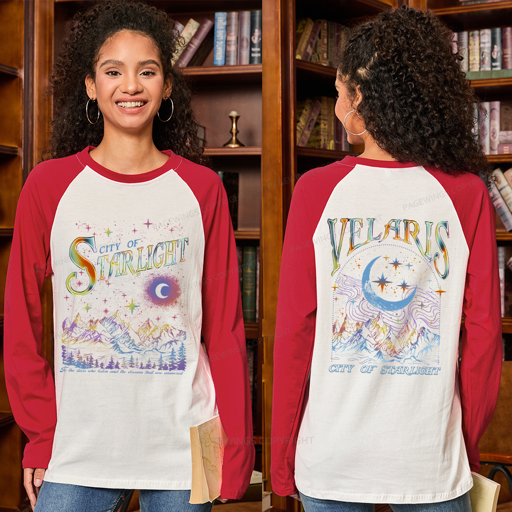 Pagewings Velaris City Of Starlight ACOTAR Two-Sided Long Sleeve Raglan T-shirt