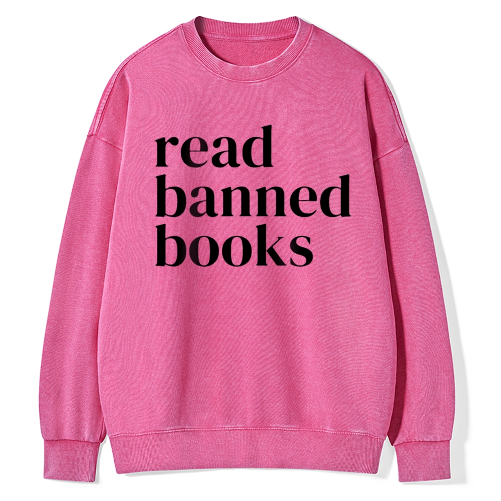 Pagewings Read Banned Books Unisex Washed Sweatshirt