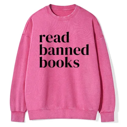 Pagewings Read Banned Books Unisex Washed Sweatshirt