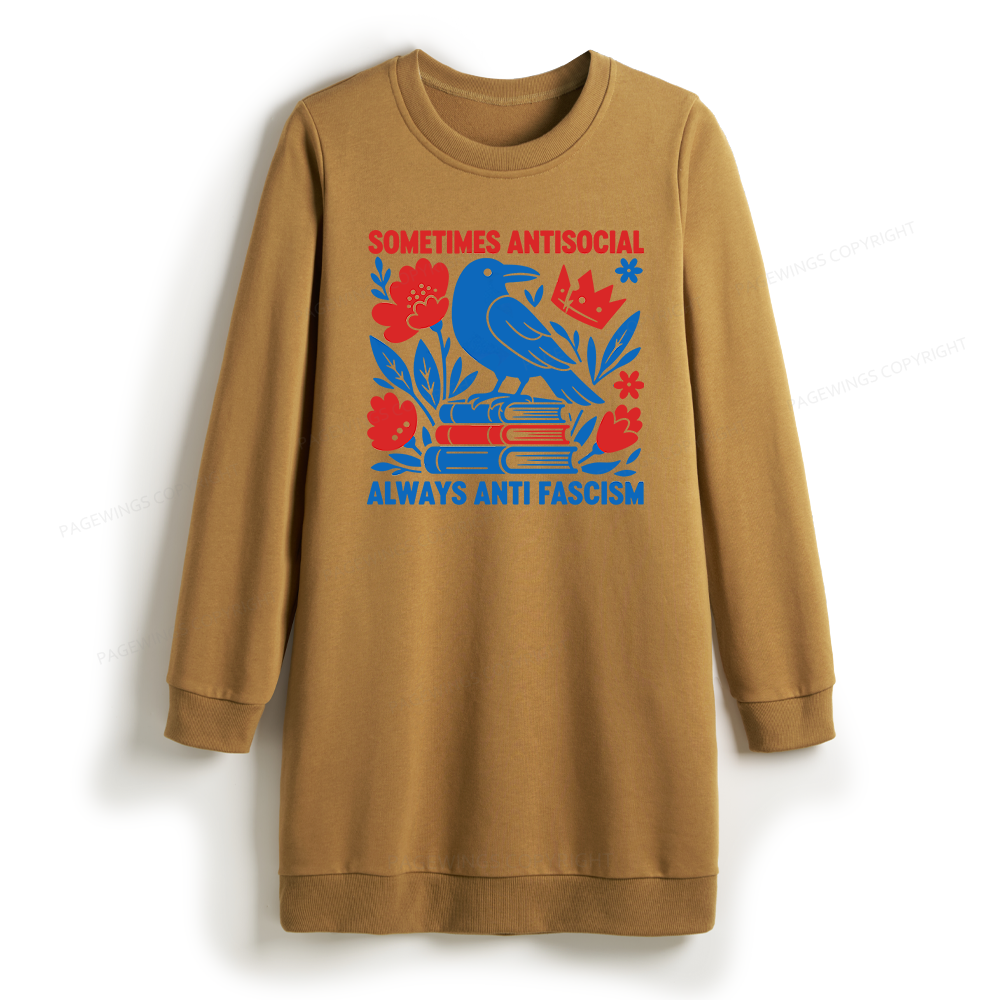 Pagewings Anti Fascism Sweatshirt Dress