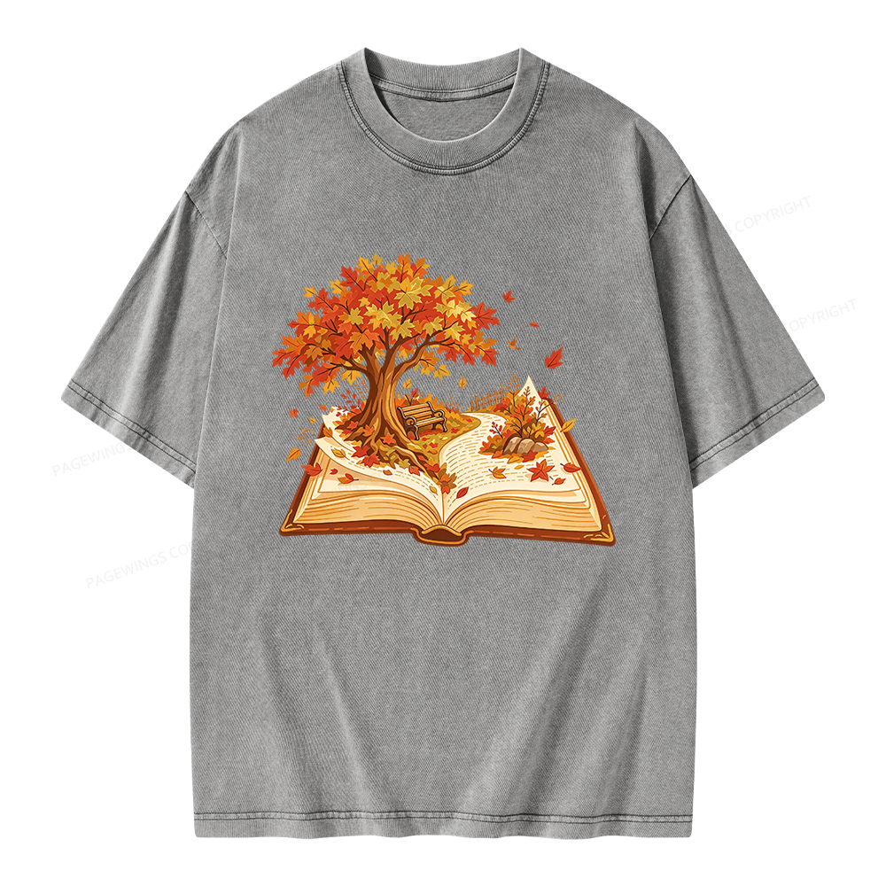 Pagewings Autumn Book Unisex Washed T-shirt