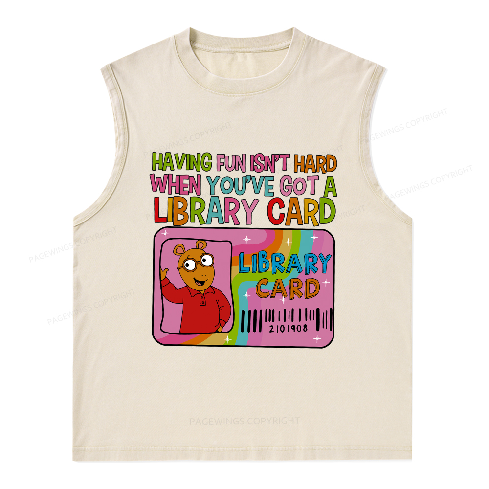 Pagewings  A Library Card Teacher Unisex Washed Tank Top