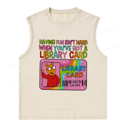 Pagewings  A Library Card Teacher Unisex Washed Tank Top