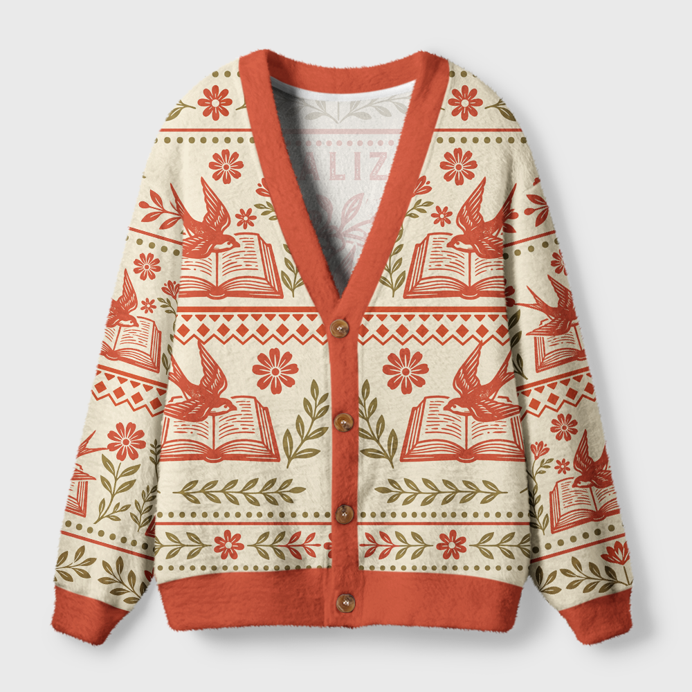 Pagewings Radicalized By Public Libraries Light Knit Unisex Cardigan Sweaters