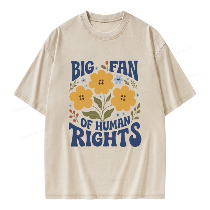 Pagewings Big Fan of Human Rights Unisex Washed T-shirt