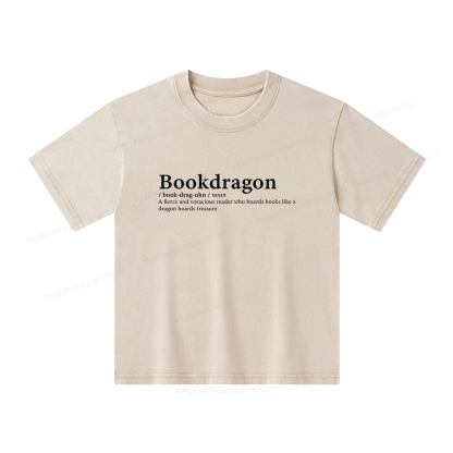 Pagewings Bookdragon: Journey Through Words book lover Unisex Kids Washed T-shirt