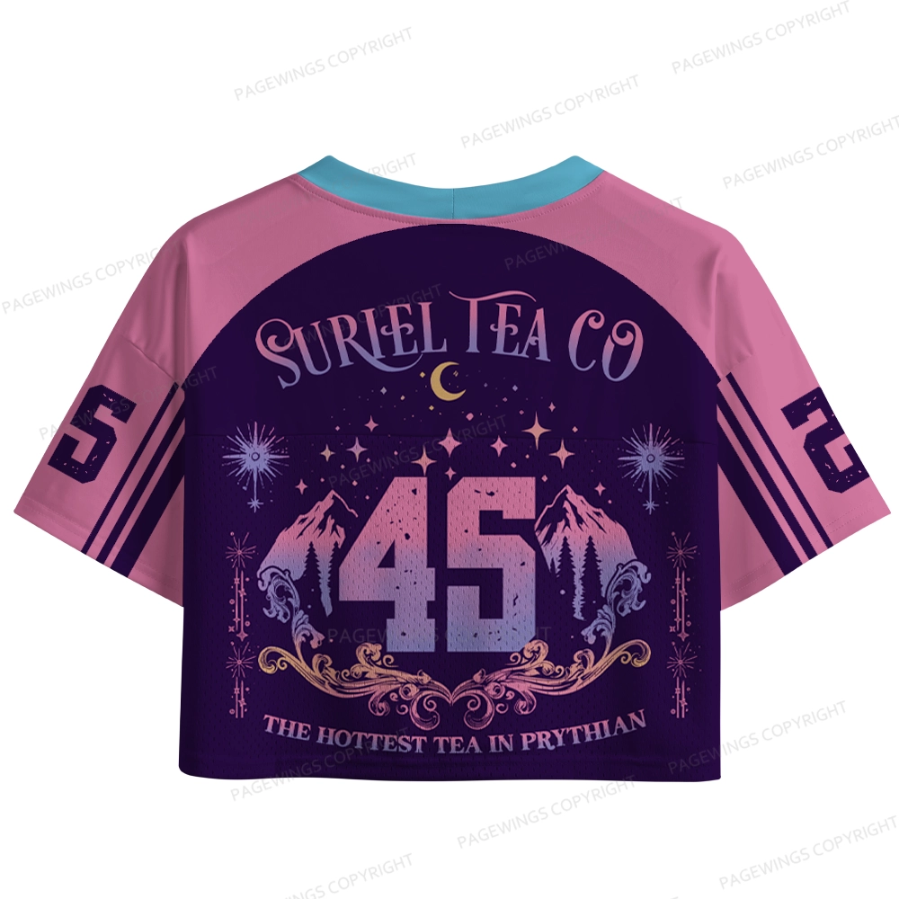 Pagewings Suriel Tea Co The Hottest Tea In Prythian Women's Crop Mesh Jersey 